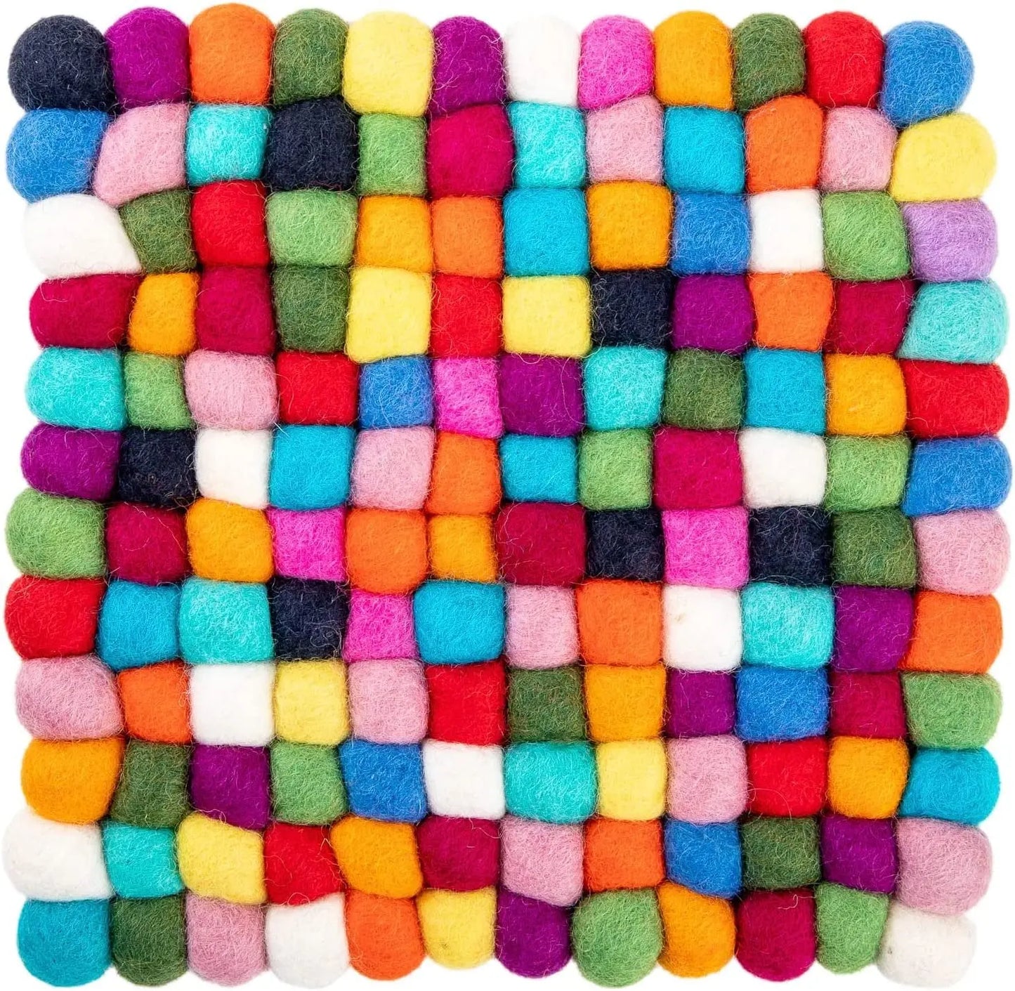 Woolygon Trivet, Pot Mat, Pot Holder Heat Resistant Durable Round Felt Design Hand-Felted in Nepal Woolygon