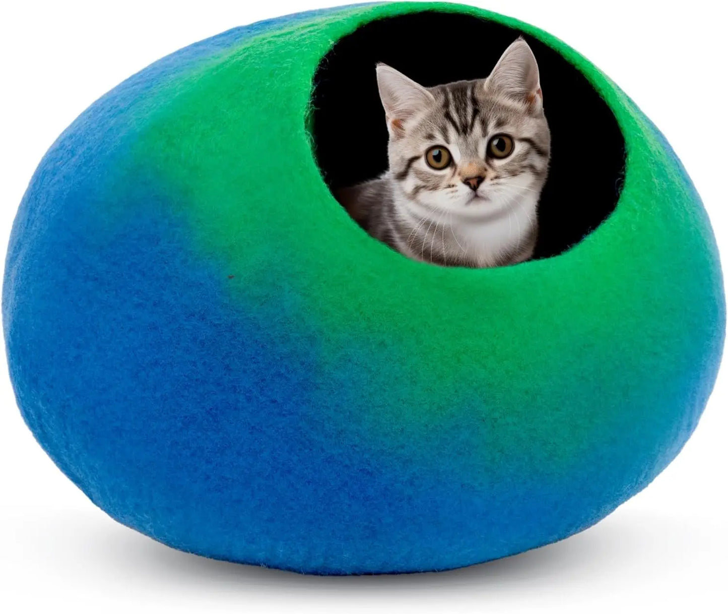 Handmade Wool Cat Cave Bed – Cozy Felt Cat House for Pets – Eco-Friendly Kitty Hideaway Woolygon