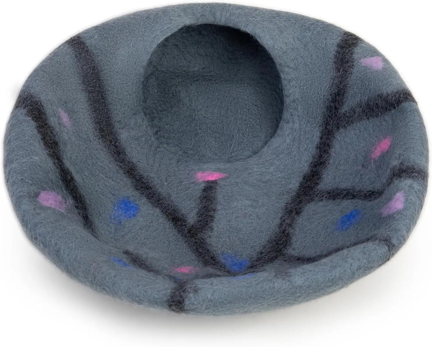 Large handmade cat cave in natural wool