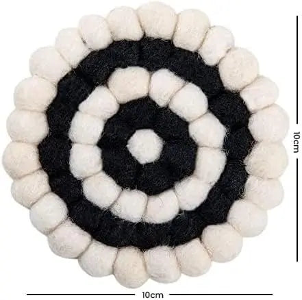 Square Felt Ball Coasters - 100% Merino Wool Table Coasters - Felt Coaster Pads, Absorbent Trivet for Drinks - Heat Resistant, Thick & Durable Hand Felted in Nepal by Woolygon- Multicolor - Set of 5 Woolygon