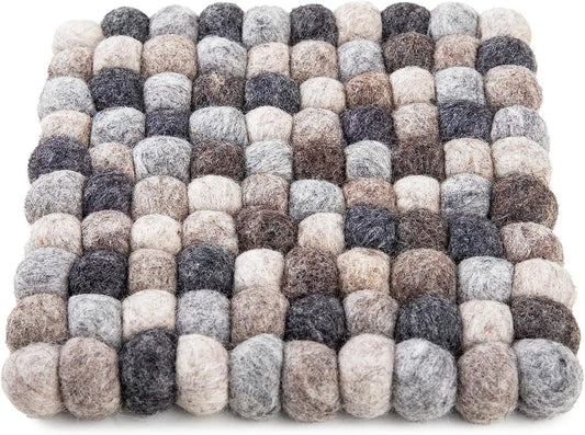 Woolygon Trivet, Pot Mat, Pot Holder Heat Resistant Durable Round Felt Design Hand-Felted in Nepal Woolygon