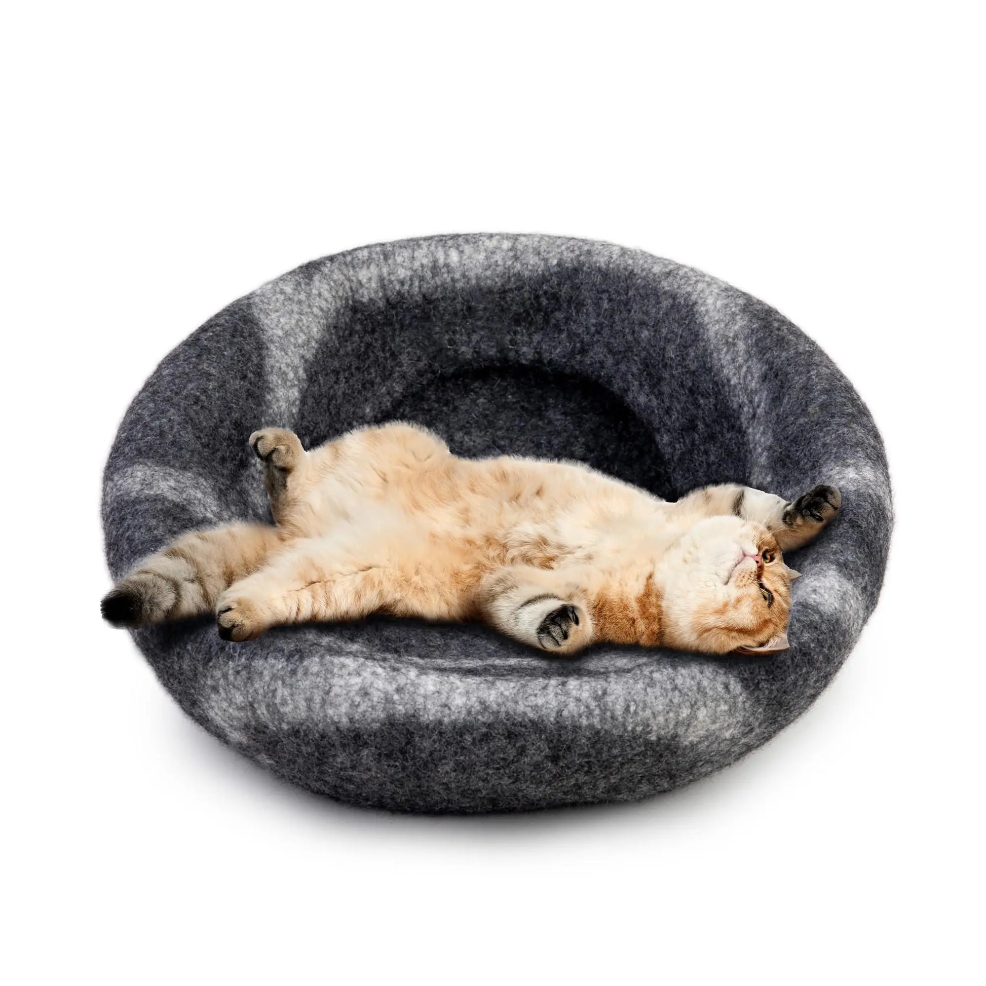 Wool Felt Cat Cave Bed | Handmade Modern Cat House | Cozy Pet Furniture for Large Cats | Eco-Friendly Gift Woolygon