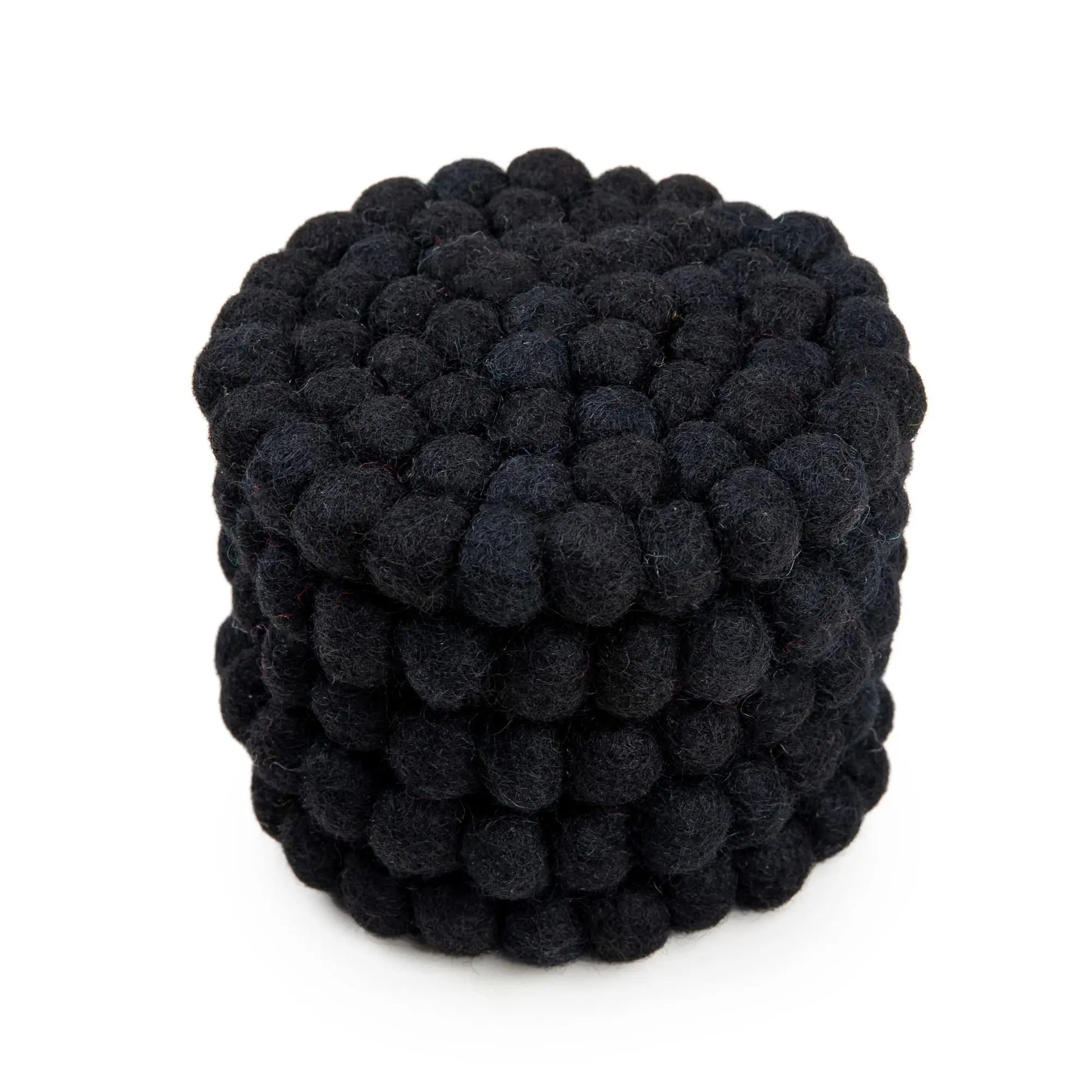 Black Wool Felt Ball Coaster Set | Modern Minimalist Drink Mat | Absorbent Table Protection & Decor Woolygon