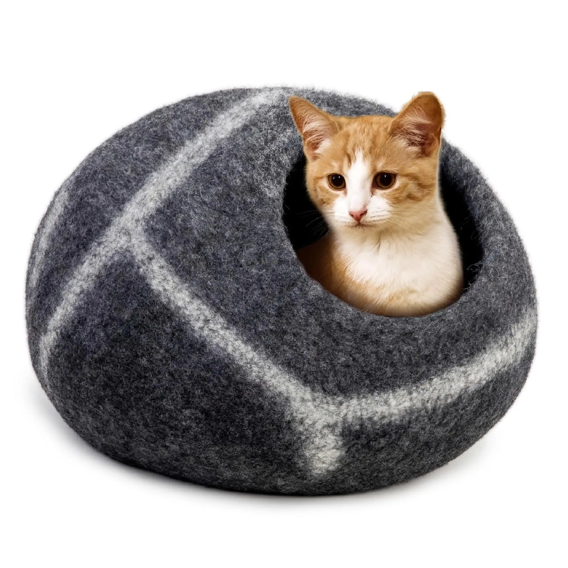 Wool Felt Cat Cave Bed | Handmade Modern Cat House | Cozy Pet Furniture for Large Cats | Eco-Friendly Gift Woolygon