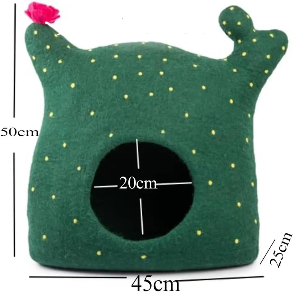 Ultra Cozy Felt Wool Cactus Cat Cave - Natural & Breathable Woolygon