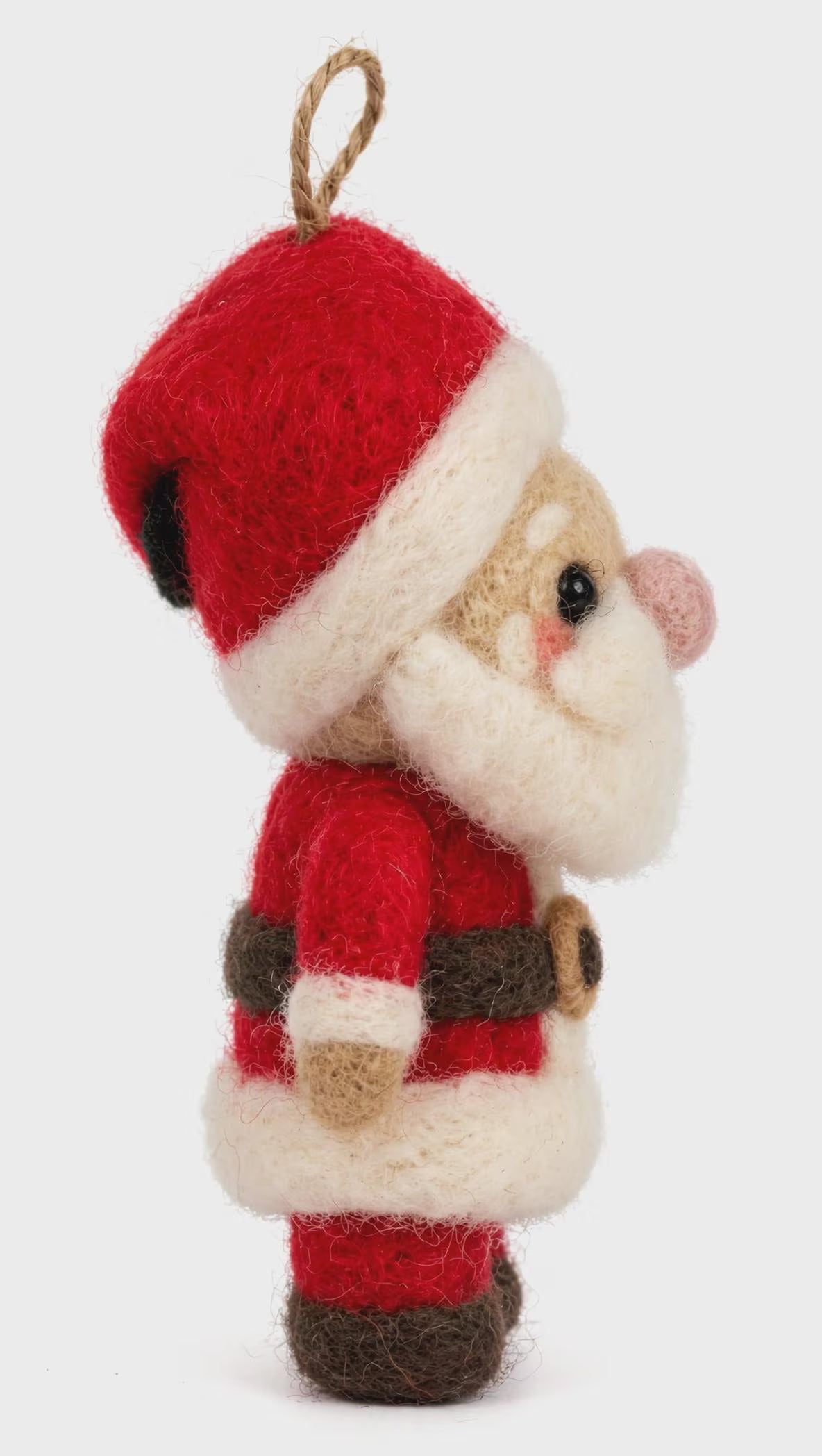 Hand Felted Santa Ornament – Scandinavian Wool Christmas Tree Decoration