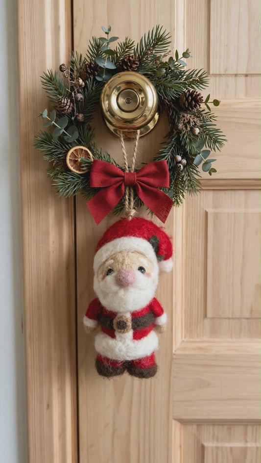 Hand Felted Santa Ornament – Scandinavian Wool Christmas Tree Decoration