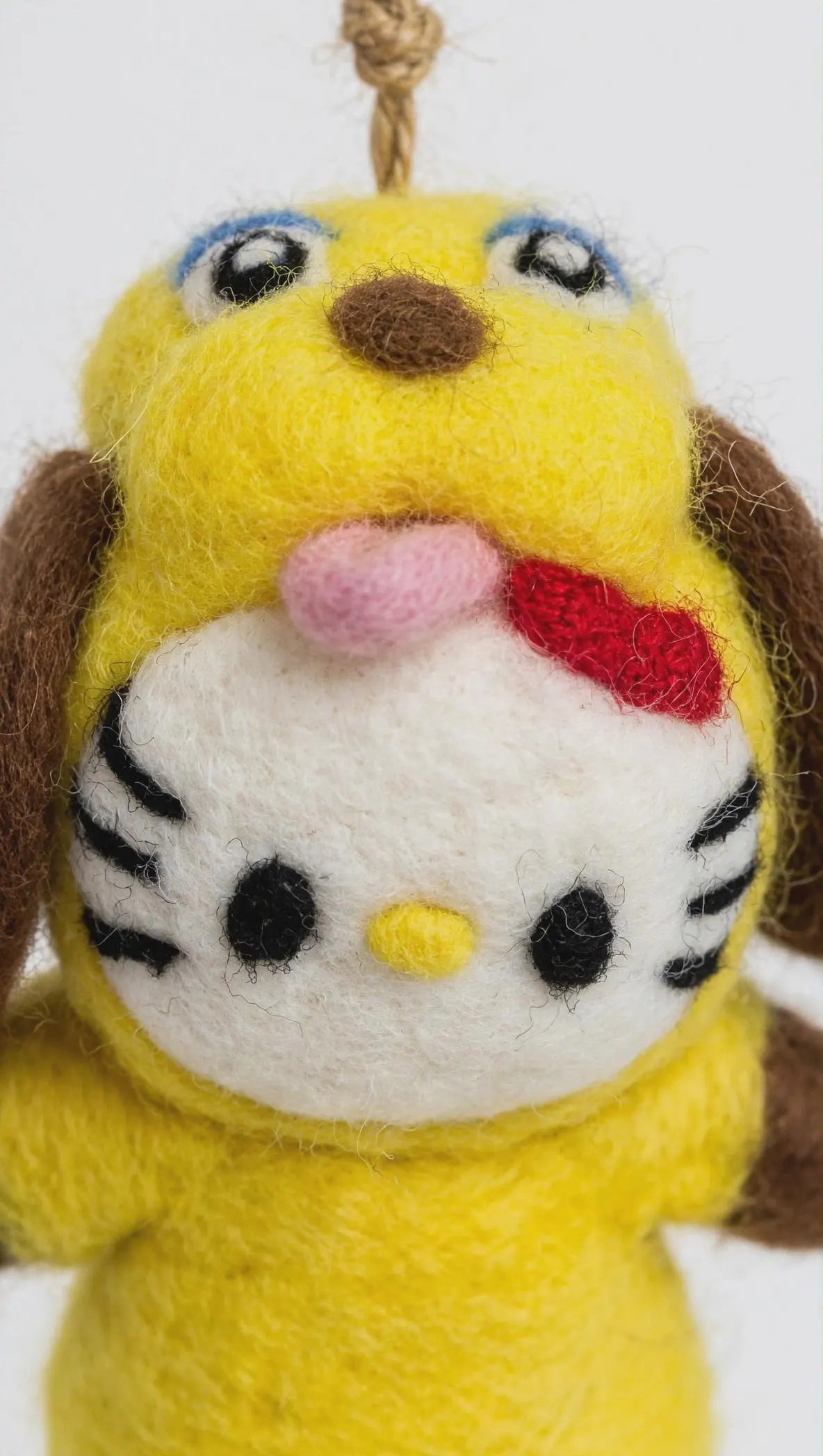 Handmade Felt Hello Kitty Dog Costume Ornament – Kawaii Christmas Tree Decoration