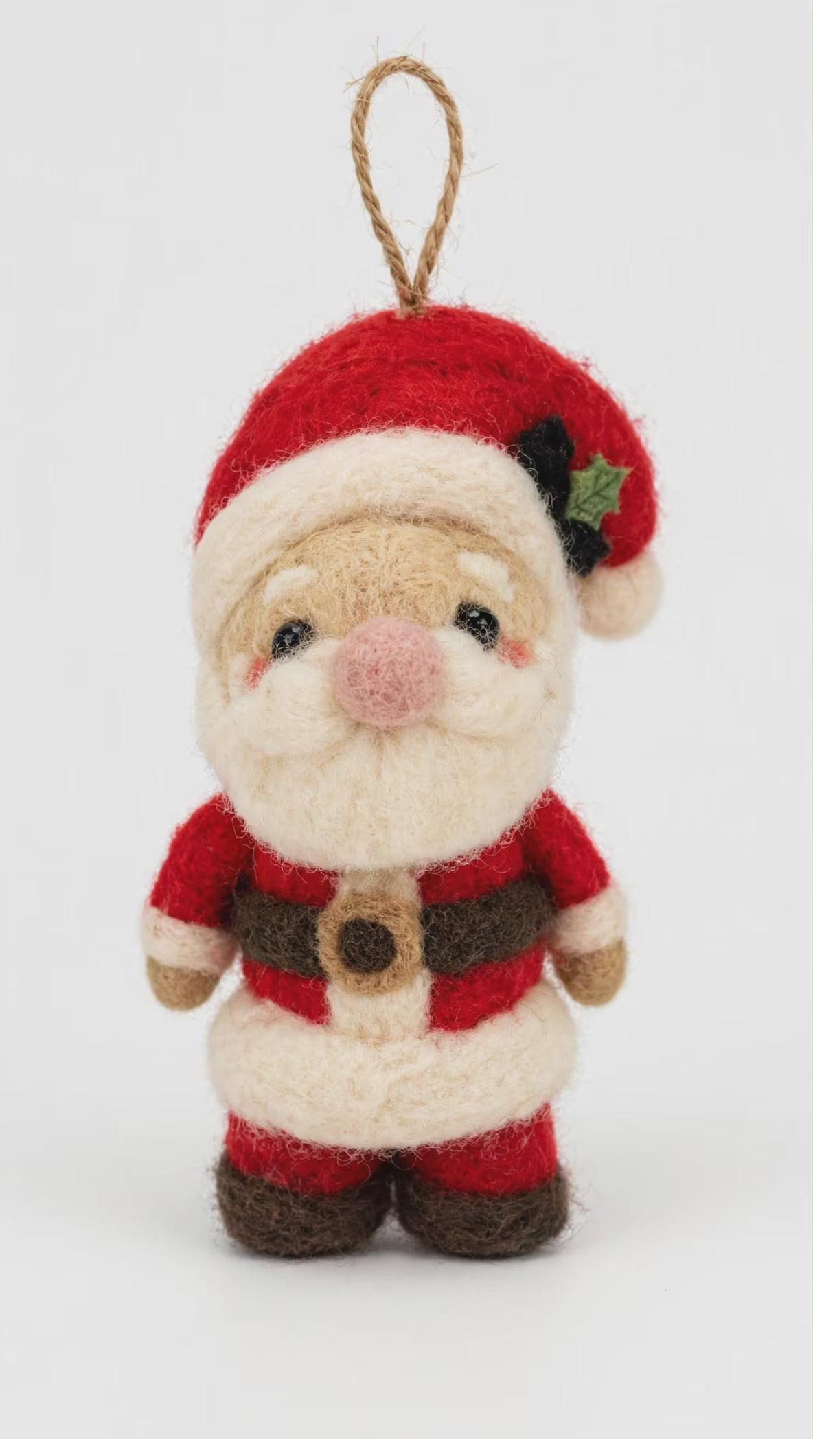 Hand Felted Santa Ornament – Scandinavian Wool Christmas Tree Decoration