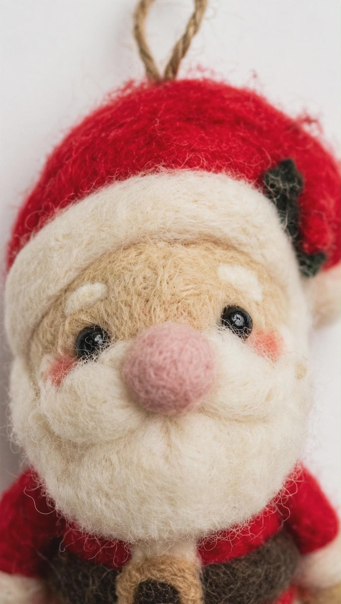 Hand Felted Santa Ornament – Scandinavian Wool Christmas Tree Decoration