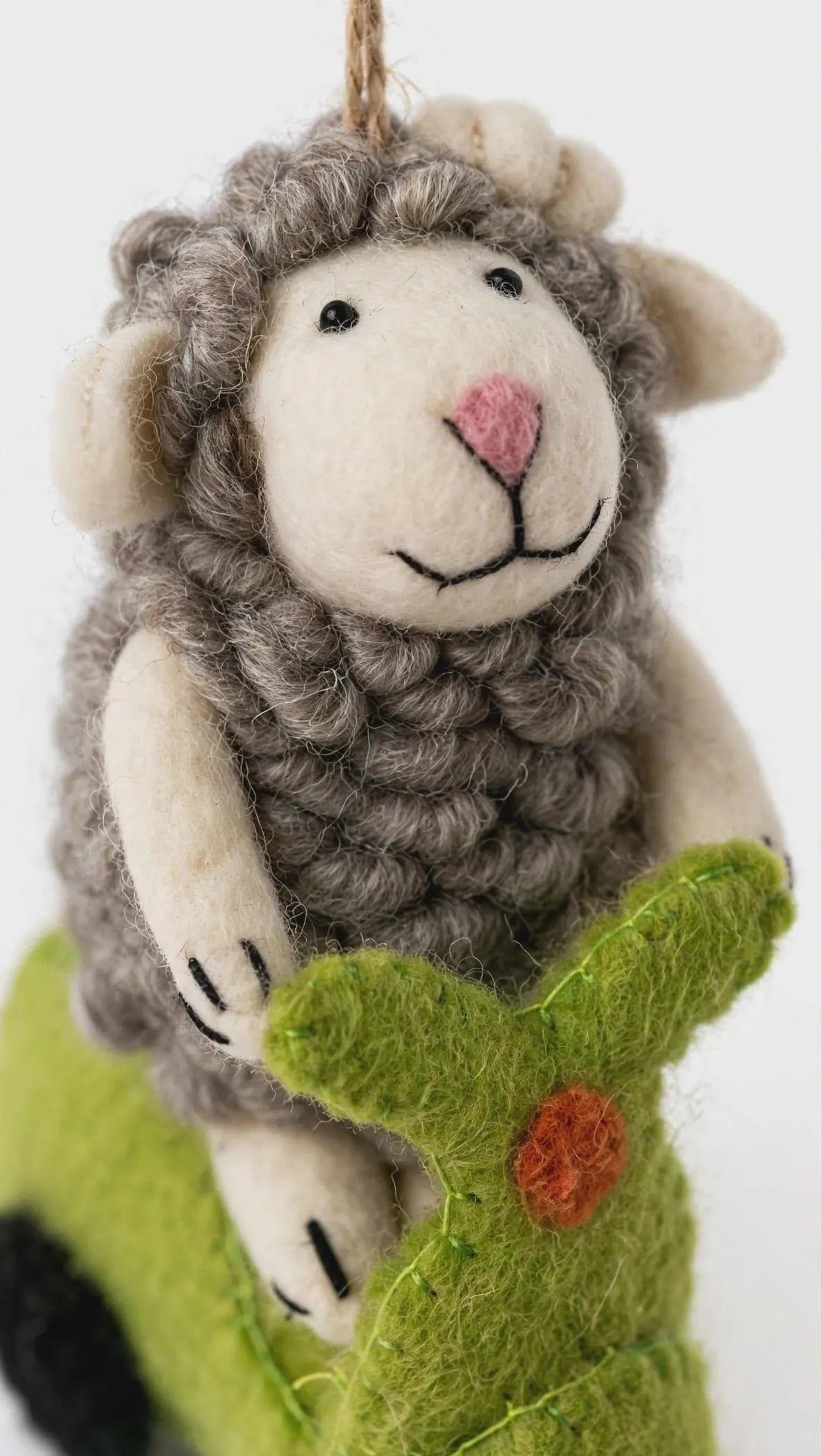 Hand Felted Sheep on Scooter Ornament – Whimsical Wool Christmas Tree Decoration