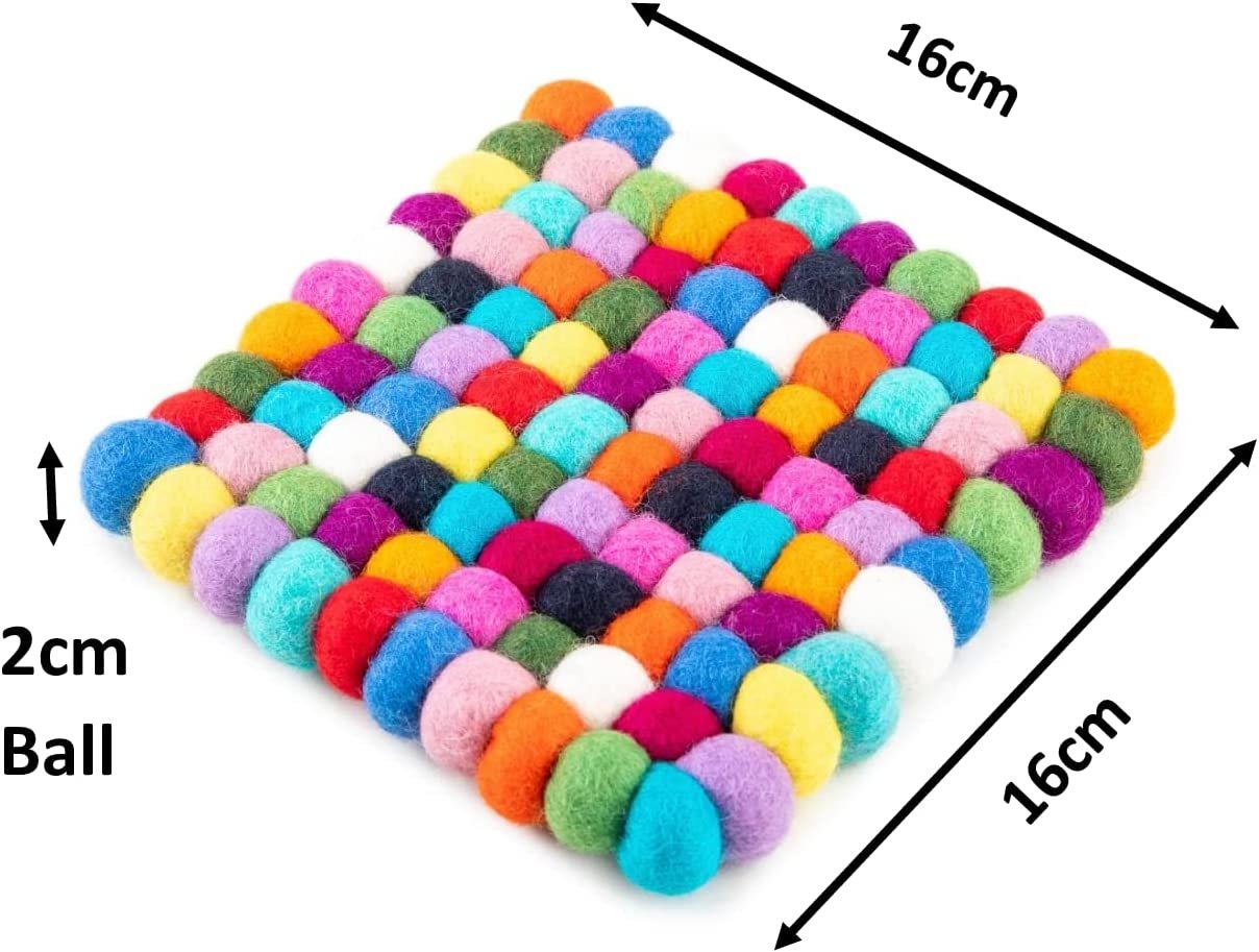 Set of 3 Eco-Friendly Felt Wool Trivets (16cm Diameter)
