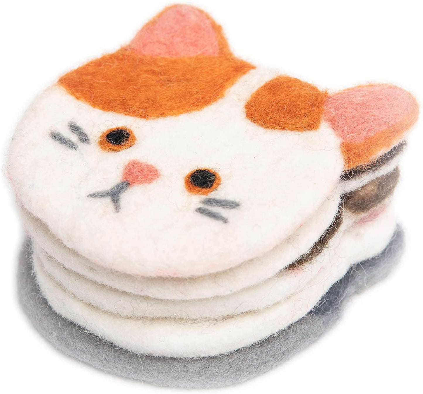 Coasters for Drinks, Absorbent Felt Coasters Set of 5, Cute Funny Cat Drink Coasters for Coffee Table – Woolygon