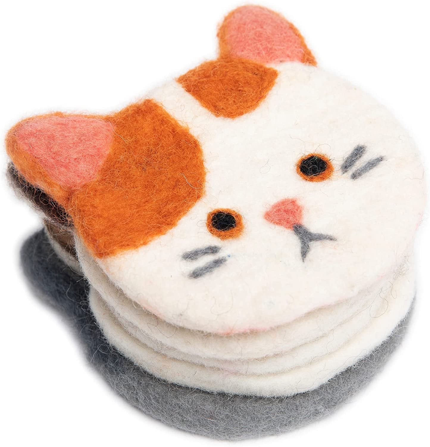 Coasters for Drinks, Absorbent Felt Coasters Set of 5, Cute Funny Cat Drink Coasters for Coffee Table – Woolygon