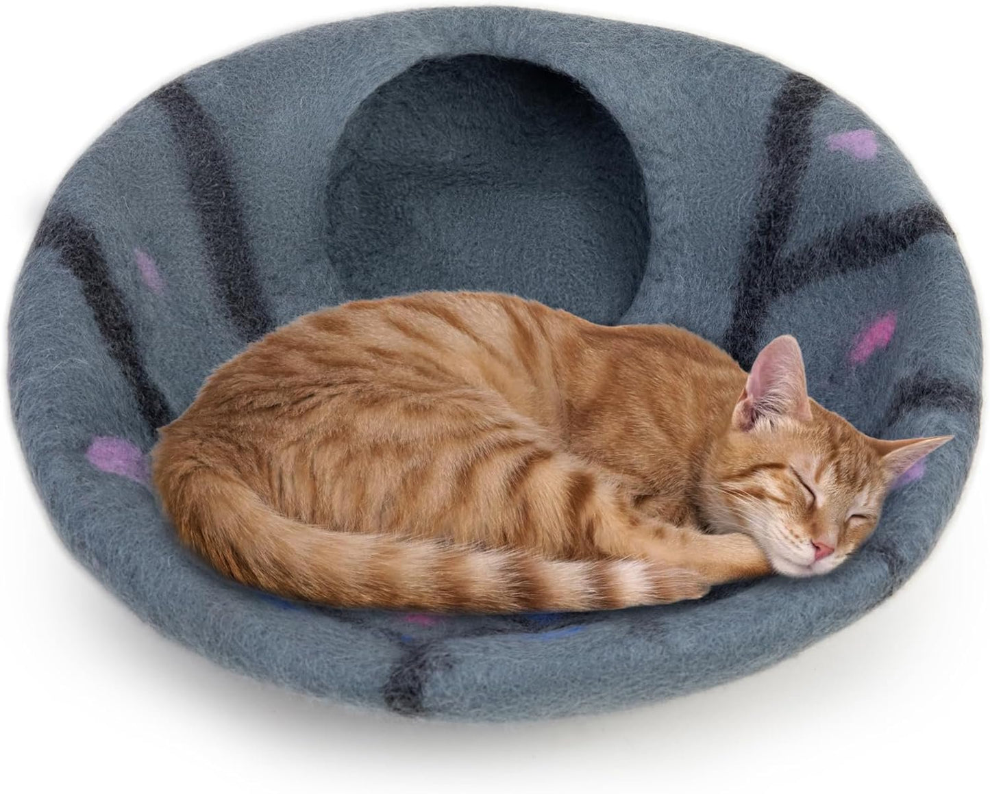 Large handmade cat cave in natural wool