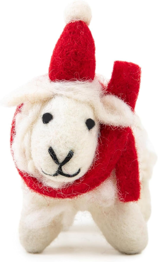 Woolygon Hand-Woven Felt Lamb Figurine – Cute Lamb Hanging Decoration | Wool Felt Home Christmas Tree Decor Felt Sheep Mini Table Ornament Farm Plush Animals Decorations Birthday Gift